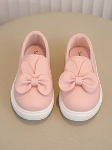 1 Pair Girls' Cute Bowknot Decor Rabbit Ear Design Pink Sports Sneakers - Baby Pink - View 2