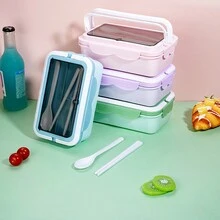 1pc Student Multi-Compartment Lunch Box, Microwave-Safe PP Material Bento Box Office Worker Food Container With Seal - Multicolor - View 4