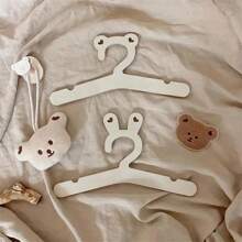 5pcs Cartoon Rabbit Ear Clothes Hanger For Children, Wooden Drying Rack Love Valentine