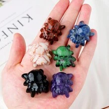 1PC Đá quý chữa bệnh pha lê tự nhiên Thủ công đá Động vật Tượng nhện Trang trí nhà Sáng tạo Đồ trang trí Quà tặng Halloween - nhện - Xem 9