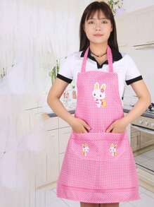 1 件~6 件卡通兔子图案围裙，适合日常休闲、厨房、浴室、家居、家居用品