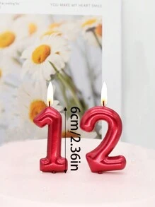 1 件黑色/红色/蓝色 6 厘米数字形生日蜡烛 0-9 用于蛋糕装饰 - 紅色 - 查看 5