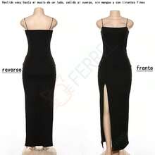 High Quality Slim Backless Black Party Dress Features: This Women's Sexy Spaghetti Strapless Party Dress Is A Summer Fashion Item, The High Slit Makes The Dress Very Designer, And This Plus Size Long Dress Is Available In A Variety Of Sizes, Suitable For Everyone. This Is A Great Way To Show Off Your Figure.  Soft, Lightweight And Breathable Fabric Makes The Dress Comfortable And Feminine To Breathe Freely. - 黑色 - 查看 2