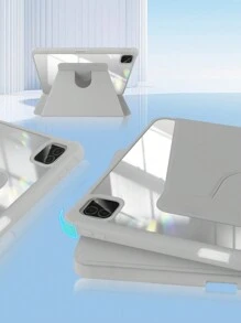 1 个可调节 360° 旋转灰色亚克力三折支架、亚克力后壳采用防刮擦和防弯曲设计、内置笔槽、磁性自动睡眠/唤醒、极简主义/经典/平板电脑保护壳，兼容 iPad Mini6/Mini7/Air/Air2/9.7/10.2/10.5/Air4/Air5/10.9/Pro 11 英寸/Air11(M2)2024/10th Gen/12.9/iPad Air 13(M3 2025)/iPad Air 11 英寸 (M3) 2025/iPad (A16) 11 英寸第 11 代 2025 - 灰色 - 查看 5