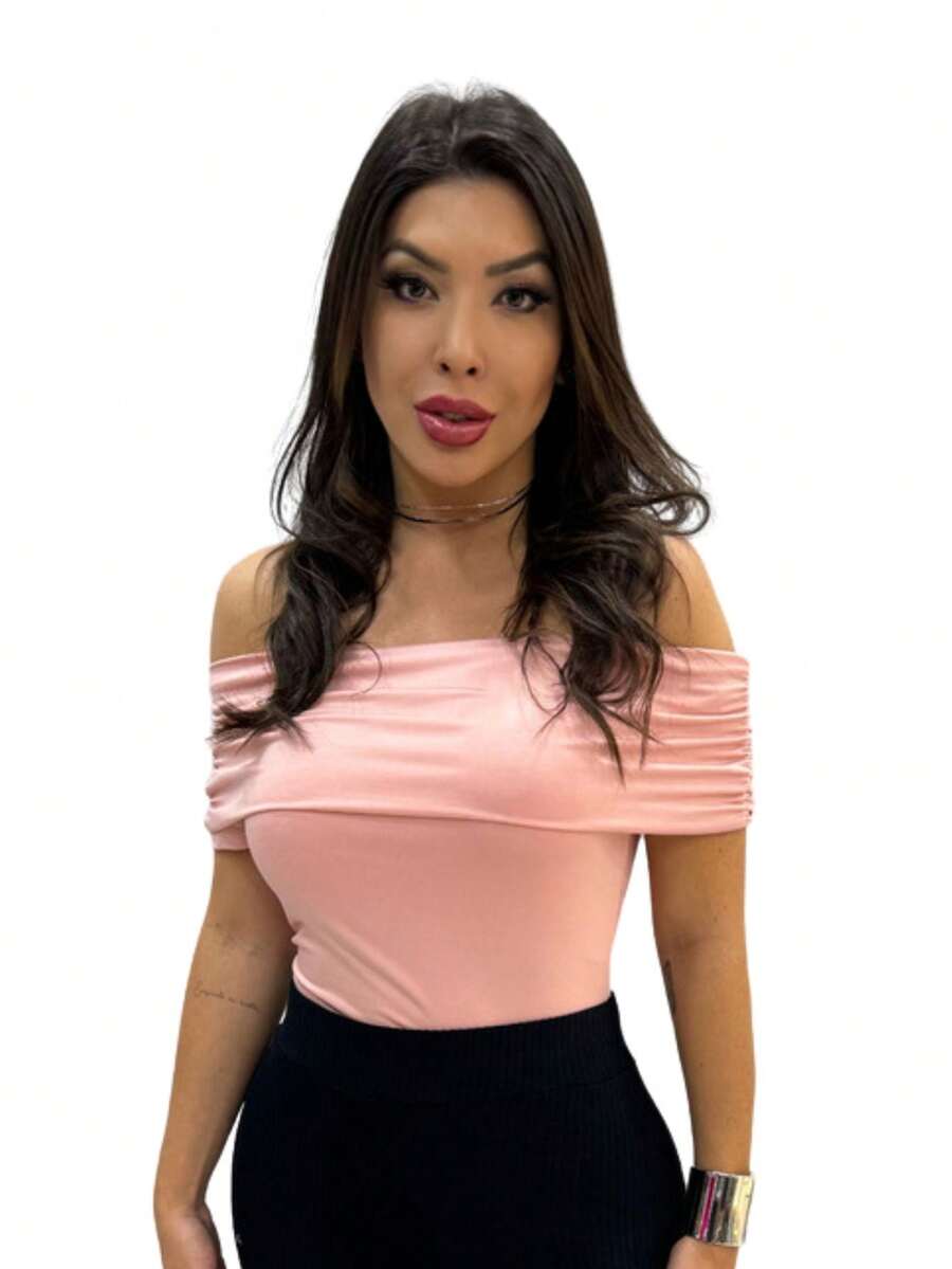 Body Feminino Ombro A Ombro Com Fecho