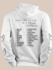 Unisex Hoodie Bunny Bad Bnny BB Nobody Knows What's Going To Happen - 白色 - 查看 3