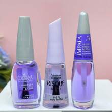 Kit 3 Impala Extra Shine Nail Polish Purple Varnish, Risque Glossy Top Coat And Colorama Intensifying Top Coat - Baby Pink - View 2