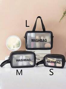 1pc Large Capacity Waterproof Makeup Storage Bag With Clear Portable Design And Double Handles - Perfect For Organizing Cosmetics And Toiletries Makeup Bag Make Up Organizer Toiletry Bag Cosmetic Bag Wash Bag For Travel Back To School Bathroom Dorm Essentials Travel Essentials Beach Bag Beach Essentials Beach Towel Organizer