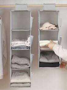 1pc Multi-Compartment Hanging Clothes Storage Bag, Can Be Used To Store Underwear, Foldable Storage Pouch, Suitable For Storing Socks, Bras, Household Items, Space-Saving, Applicable For Bedroom, Wardrobe, Closet, Home, Dorm, Etc. Hanging Wardrobe Storage Organizer, Storage Container, Wardrobe Storage Bag, Hanging Wardrobe Storage Bag, Suitable For Bedroom, Dorm, Can Store Socks, Pants, Jeans, T-Shirts, Dresses, Etc. - Grey - View 2