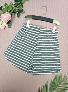 Conjuntos Listrada Cropped Top Simples básico Regata+Short Curto Malha Canelada