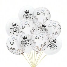 Globos de látex con número "Feliz cumpleaños" y corona transparente de 12 pulgadas, para decoración de fiesta de cumpleaños de 18/30/40/50/60/70 años - Multicolor - Ver 3