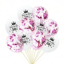 Globos de látex con número "Feliz cumpleaños" y corona transparente de 12 pulgadas, para decoración de fiesta de cumpleaños de 18/30/40/50/60/70 años - Multicolor - Ver 4