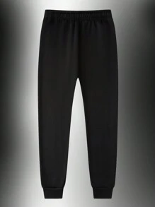 男友风男士羊毛裤，冬季男友风男士长裤，加厚运动裤，户外长裤，男友风男士抓绒运动裤，外套保暖裤 - 黑色 - 查看 3