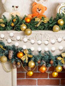 1 件花环毛绒球装饰，可爱绒球串，圣诞树装饰，圣诞节派对，生日横幅，万圣节，万圣节装饰 - 白色 - 查看 3