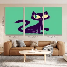 3 PCS/SET Halloween Lady Cat Framed Canvas Posters, Modern Wall Art For Bedrooms, Living Rooms And Hallways, Ideal Decorative And Decorative Gifts
