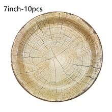 10 chiếc đĩa tiệc vân gỗ tự nhiên cổ điển, khay tròn, dễ vệ sinh, khay đựng thức ăn, đồ dùng trên bàn, đĩa ăn, đồ trang trí nhà cửa, quà tặng Giáng sinh - Nhiều màu - Xem 14