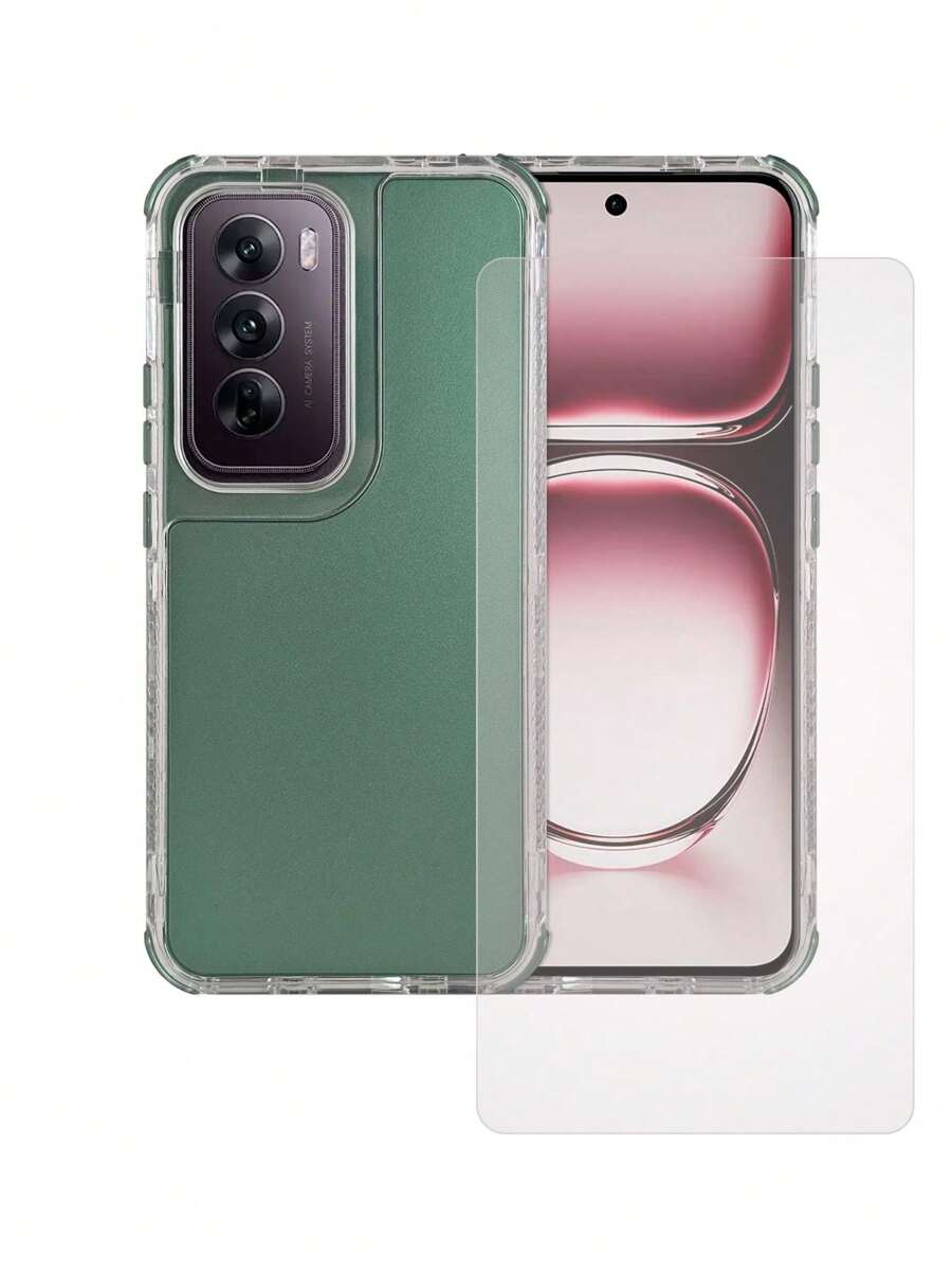 360 3 In 1 Heavy Duty Metal Color Case For Oppo Reno 12 5g Rainbow + Hydrogel Mica - 綠色 - 查看 1