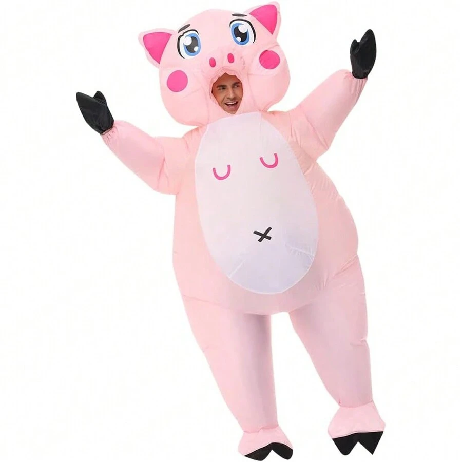 Pink Pig Inflatable Costume Anime Outfit Dress Mascot Costume For Halloween Party Cosplay, Valentine's Day Costume - Pink - View 1