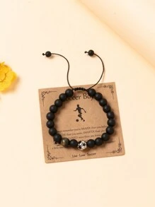 1pc Futebol Beaded Braided Bracelet, Minimalista e Moda Masculina Jóias