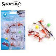 Sougayilang 12 件裝飛釣餌鮭魚飛蠅鱒魚乾飛蠅釣誘餌魚鉤 - 藍白色 - 查看 1