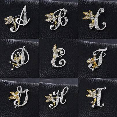 1pc/Set 26 Pcs Angel Shape English Alphabet Pins Cute Brooch For Clothes, Bags, Hats, Accessories Dress Accessories Pin For Clothes Bag Charm School Office Accessories Shirts Jacket Jewelry Christmas Halloween Clothes Pin Funny Teacher Gifts