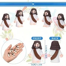 24 件迷你耶稣雕像，圣诞节、复活节、万圣节、感恩节和装饰的多功能基督教装饰品，PVC 桌面雕像，适合节日庆祝 - 彩色 - 查看 5