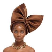 Afrikaanse hoofddoek, grote strikontwerp hoofddoek hoed, glanzende zijden gelaagde band, Nigeriaanse hoofddeksels, autogel hoofddoek hoed is speciaal voorbereid voor bruiloften, feesten en speciale gelegenheden