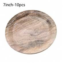 10 chiếc đĩa tiệc vân gỗ tự nhiên cổ điển, khay tròn, dễ vệ sinh, khay đựng thức ăn, đồ dùng trên bàn, đĩa ăn, đồ trang trí nhà cửa, quà tặng Giáng sinh - Nhiều màu - Xem 20