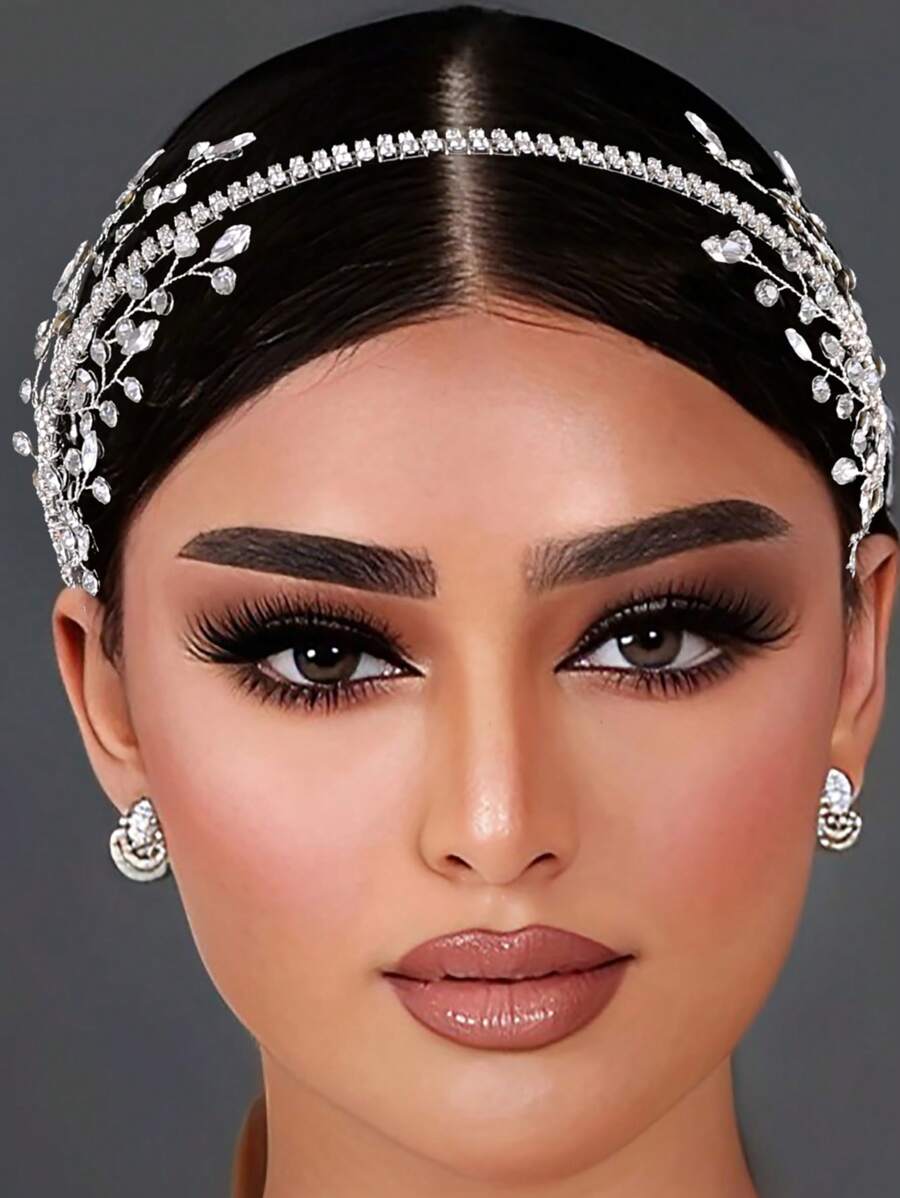 1pc Bridal Headband Crystal Tiara Hair Accessory Wedding Veil Headpiece Valentine's Day Accessories