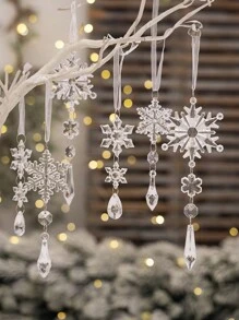 一套6件亚克力雪花吊坠树饰冰柱仿真雪花墙饰家居装饰最佳礼物生日圣诞装饰房间装饰圣诞节冬季圣诞装饰家居圣诞礼物圣诞装饰 - 多色 - 查看 2