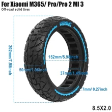 Neumáticos sólidos todoterreno de 8,5 pulgadas 8,5x2,0 para scooter eléctrico Mi M365/Pro/Pro2/Mi3/1S, neumático a prueba de pinchazos, resistente al desgaste y con amortiguación de choques, sin cámara