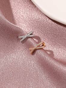 1 chiếc khuyên tai hình chữ X đơn giản thời trang đính đá Zirconia siêu nhỏ, kẹp tai không xỏ khuyên, hoa tai hình chữ thập hình học, phù hợp cho phụ nữ đeo hàng ngày - DZ040417 - Xem 4