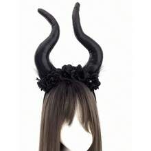 1. Topi Tanduk Super Panjang Setan Hitam Lucu Terbaru, Hiasan Kepala Bunga Kematian, Bando, Dekorasi Panggung Pesta, Alat Peraga Pertunjukan - Hitam - View 5