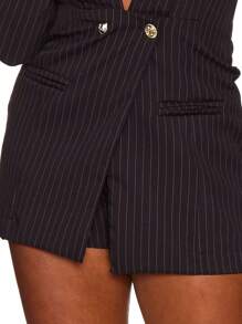 Women's Jumpsuit Short Blazer Neckline Pocket Long Sleeve Tailoring Casual Elegant Fashion - màu đen - Xem 5