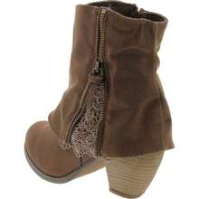 Women's Lace Detail Faux Zipper Pull On Layed Ankle Bootie