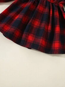 Vestito da bambina con colletto plissettato, manica lunga, a quadri, per l autunno/inverno