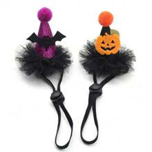 Pet Hat, Suitable For Small Dogs And Cats,Halloween Pumpkin Bat Dog Hat, Party Holiday Decoration Headwear 1pc - Multicolor - View 3