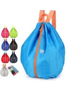 1pc Outdoor Sport Foldable Drawstring Backpack, Large Capacity Basketball Bag - Multicolor - View 2