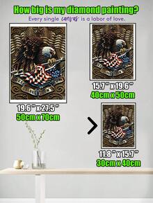 一套美国国旗鹰系列钻石画艺术套件,满钻圆形钻石画 DIY 5D 手工钻石工艺品,非常适合家居墙壁/门/卧室装饰、艺术、装饰、缝纫用品和礼品,适合成人、男孩和女孩手工 DIY - 彩色 - 查看 9