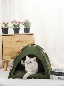 1pc Solid Color Breathable & Washable Lightweight Pet Tent For Small Dogs & Cats, Suitable For All Seasons