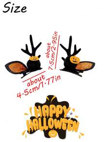 2 peças de grampos de cabelo de Halloween série chifre de veado - fantasma/pinha/abóbora, 4 estilos disponíveis para Halloween e festa