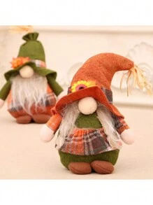 2个装 - 感恩节小矮人秋季装饰，丰收礼物手工小矮人摆件，适用于家居、厨房、农舍、多层托盘、节日派对，向日葵小矮人 - 彩色 - 查看 8