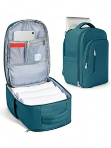 大容量尼龙手提背包笔记本电脑旅行背包轻便易打理短途旅行时尚男士商务功能背包配有舒适肩带学生礼物随机发货新旧版本万圣节男士礼物秋季圣诞节尖叫包男士返校书包背包冬季圣诞礼物旅行包 - 水鴨藍 - 查看 4