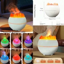 1pc Rose Salt Rock Simulated Flame Lamp Essential Oil Diffuser, 4-In-1 Salt Lamp Aromatherapy Diffuser With Negative Ion Sprayer & Humidifier, Suitable For Living Room, Bedroom, Office And As Nightlight - White - View 3