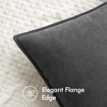 1pc Chenille Plain Color Farmhouse Throw Pillow Cover - Dark Grey - View 6