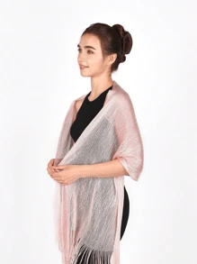 Sheer Glitter Hollow Out Wedding Shawl Halloween Fall Clothes For Women - Pink - View 6
