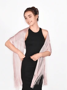 Sheer Glitter Hollow Out Wedding Shawl Halloween Fall Clothes For Women - Pink - View 2