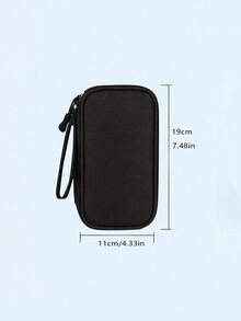 1 件牛津布多功能防水防刮拉链袋，适合男女日常使用，室内外，时尚简约设计，适用于手机、数码配件存储移动电源旅行包便携式充电器充电器盒学校大学返校耳机盒线包电子包宿舍线整理器家庭露营 - 黑色 - 查看 3