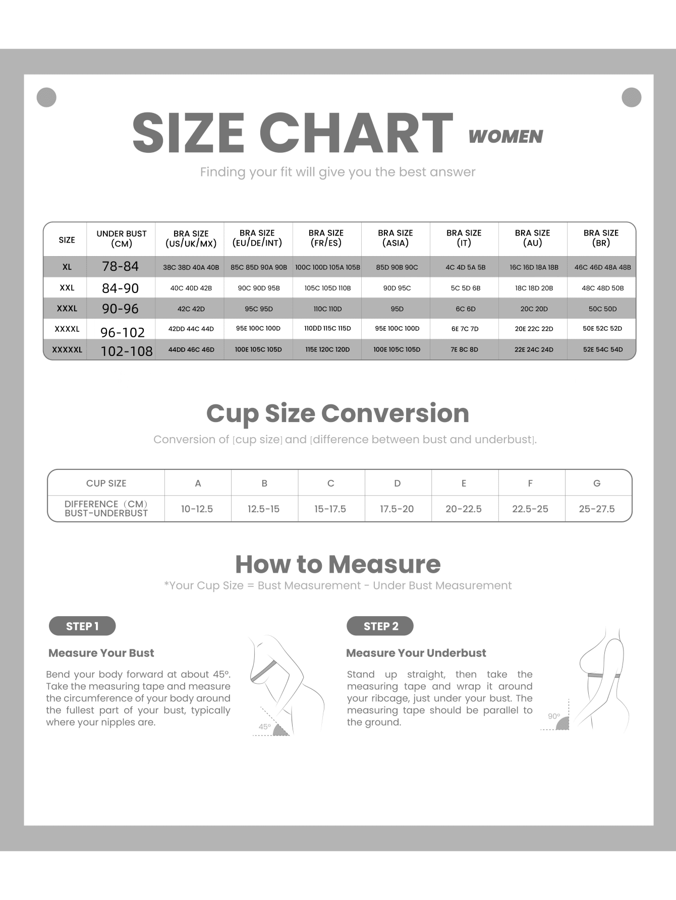 Shein Bra Size Chart