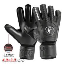ATLANDER 1 Pair Latex Football Goalkeeper Gloves Fingersave Adults Youth Thickened Football Comfortable Breathable Durable Anti-Slip Professional Finger Protection Save Guard Match Training Wrist Strap Goalkeeper Soccer Outdoor Sports Men Women Goalkeeper Goalie Gloves Black